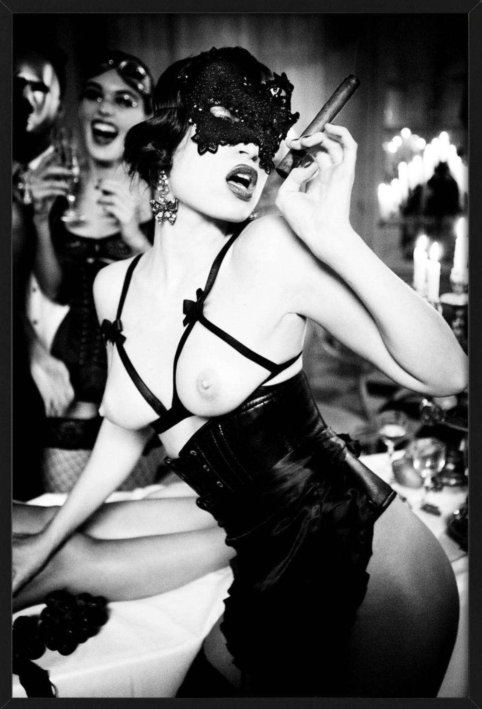Smoke, The Story of Olga – nude with mask and cigar, fine art photography, 2011 - Contemporary Photograph by Ellen von Unwerth