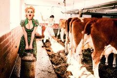 Heavy Duty -  Girl carrying Milk through Cows Stable, Fine Art Photograhpy, 2015