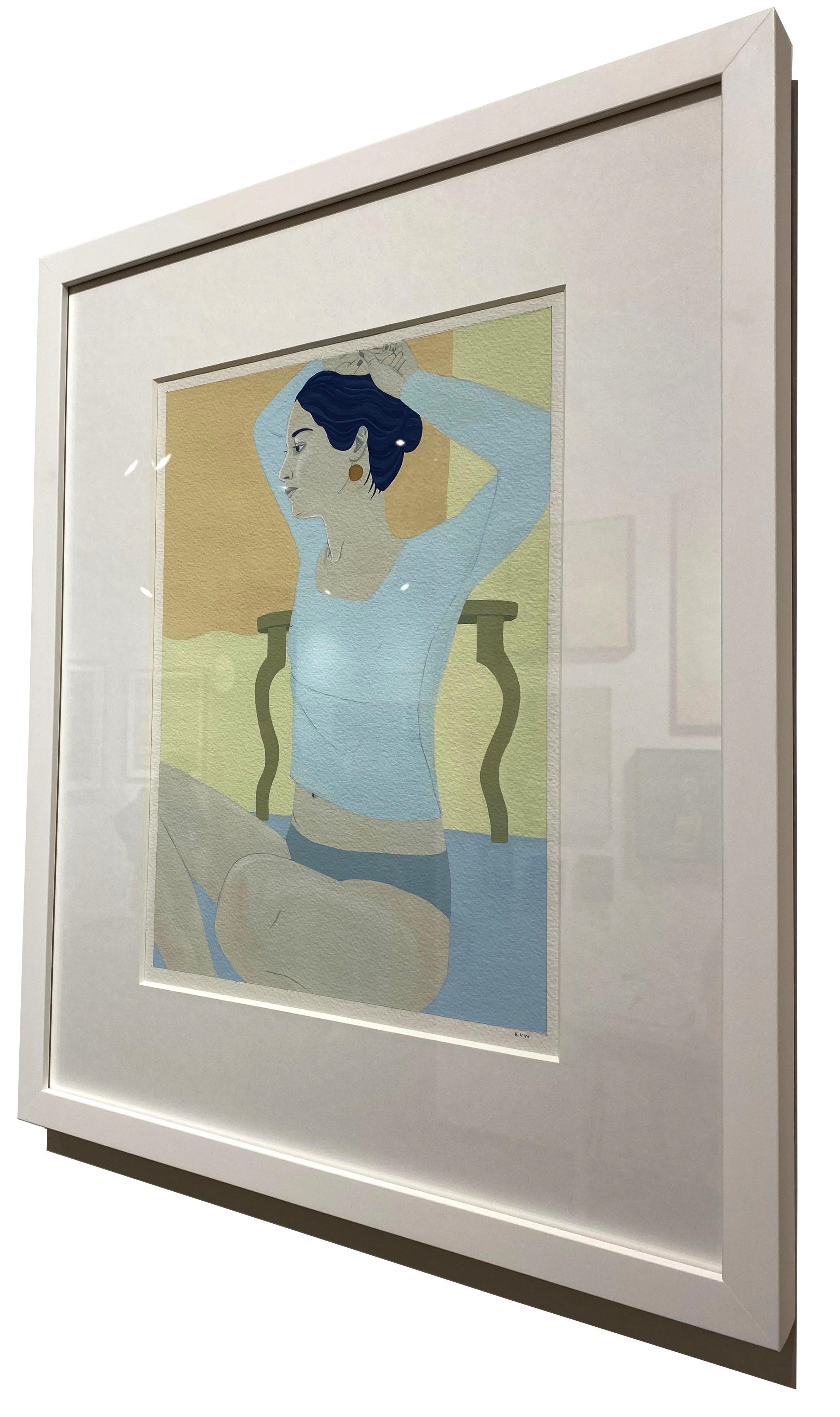 Beautiful original gouache paintings on Arches watercolour paper by Ellen Von Wiegand are framed in white, all archival materials, and ready to hang. 