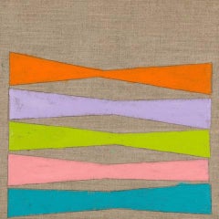 Push/Pull, geometric, oil paint, abstract, orange, purple, green, pink, blue