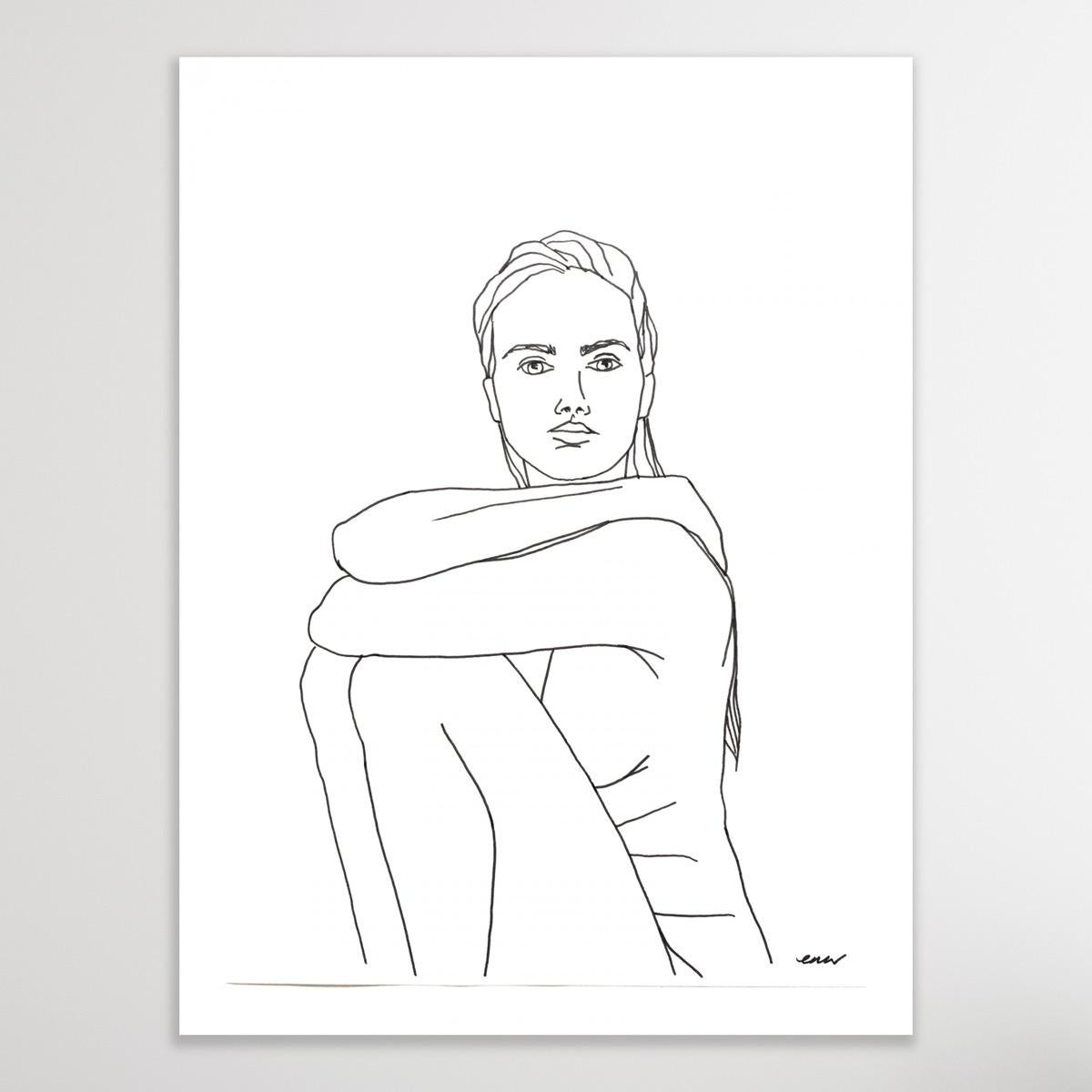 Nude 6, Original painting on paper, Nude, People, Figure - Painting by Ellen Williams