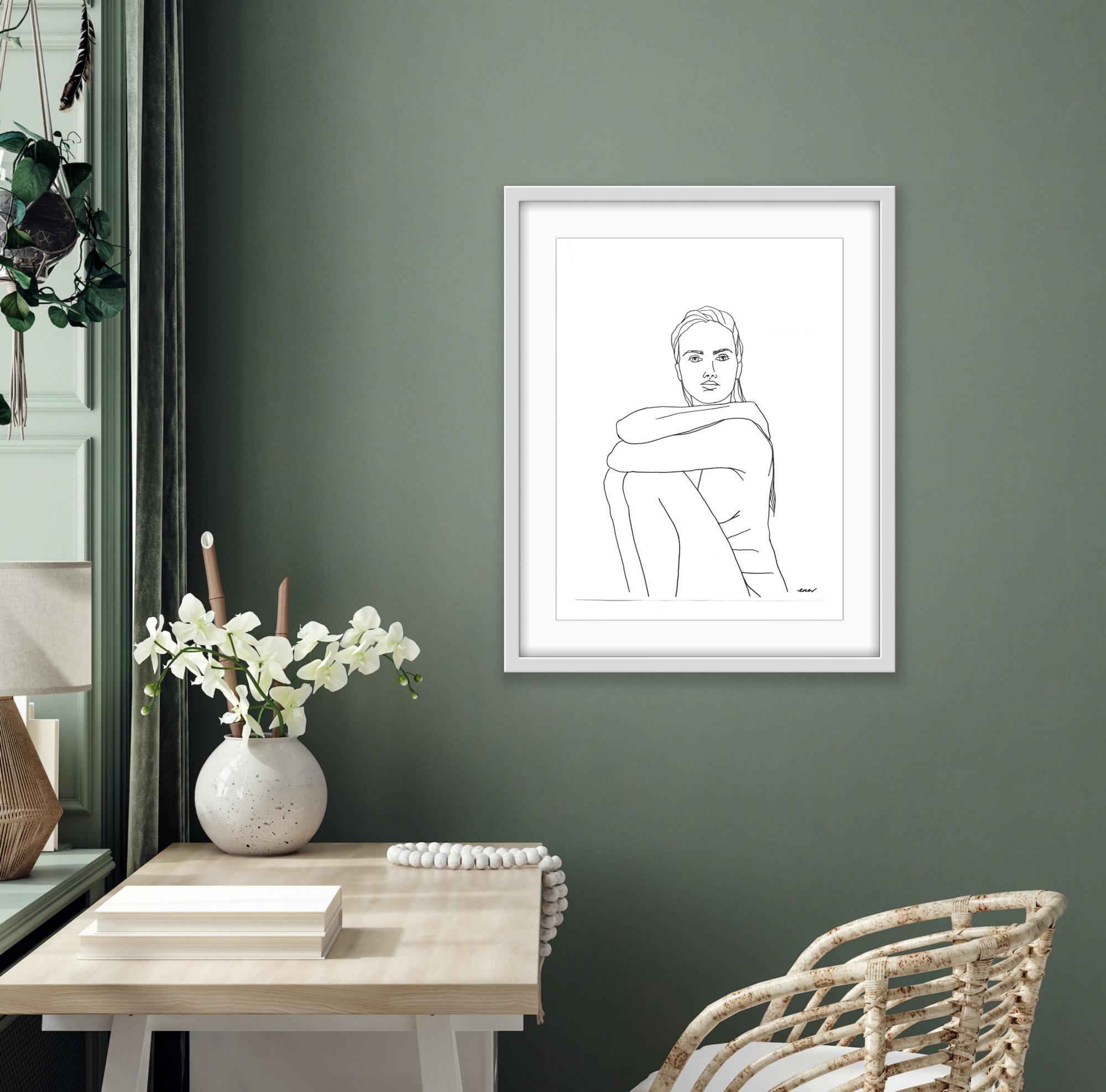 Nude 6, Original painting on paper, Nude, People, Figure - Gray Nude Painting by Ellen Williams