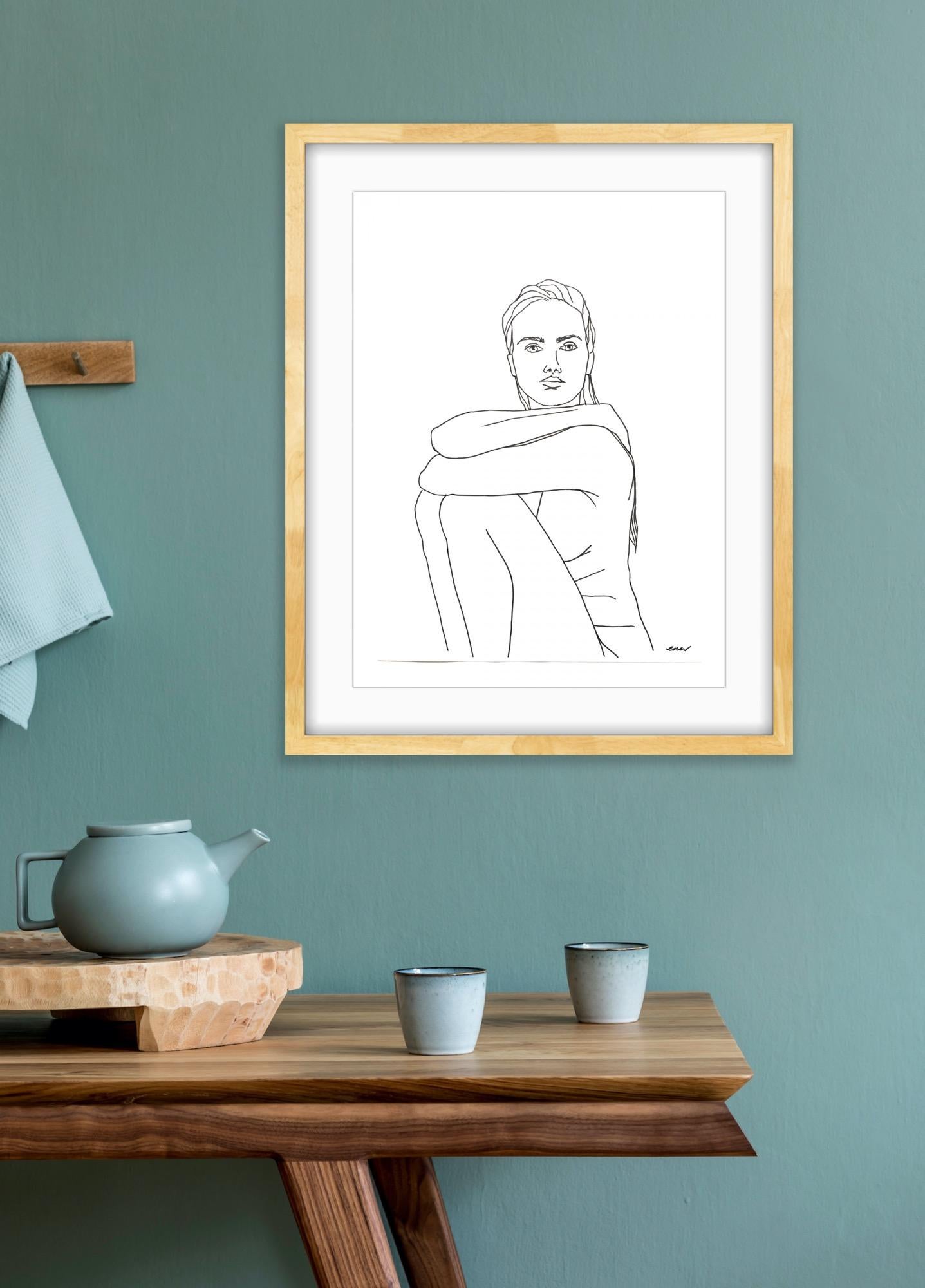 This original drawing by artist Ellen Williams is one in a series of elegant minimal nude studies, using a singular line to interpret the curves of a body.

ADDITIONAL INFORMATION:
Coffee on Paper
42 H x 29 W x 0.01 D cm (16.54 x 11.42 x 0.00