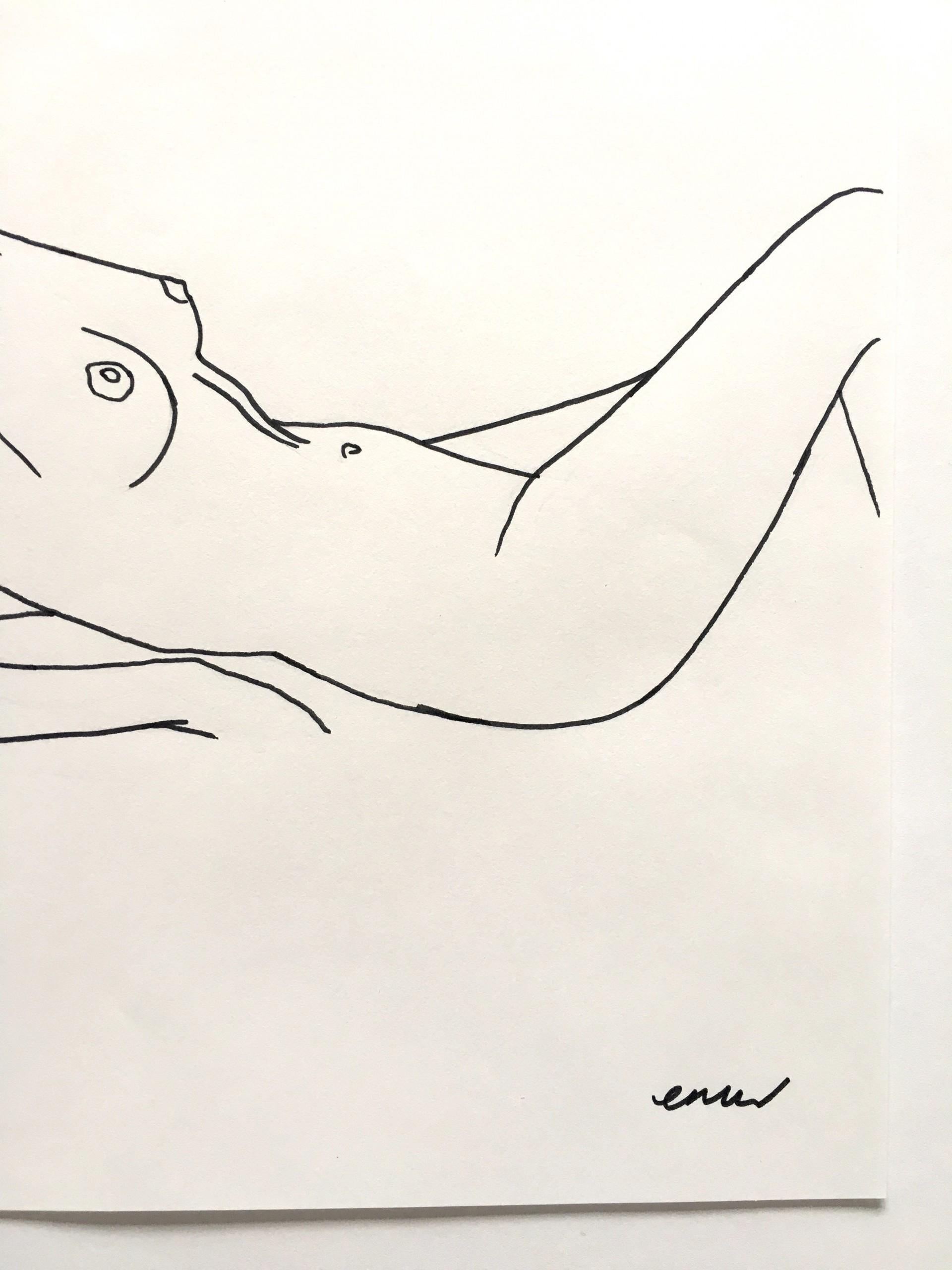Nude 9, Original painting on paper, Nude, People, Figure - Painting by Ellen Williams
