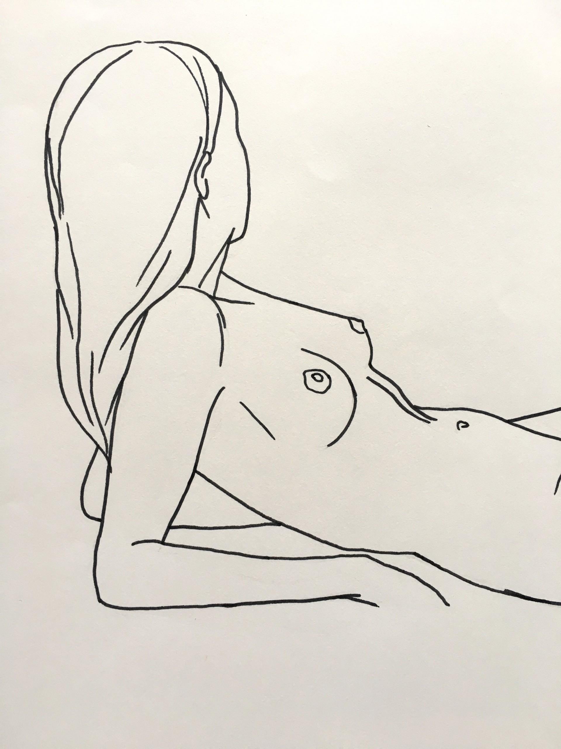 Nude 9, Original painting on paper, Nude, People, Figure - Contemporary Painting by Ellen Williams