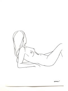 Nudo 9, Pittura originale su carta, Nudo, Persone, Figura