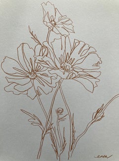 Oxeye Daisies, peinture originale sur papier, Nature, Rose, Fleur