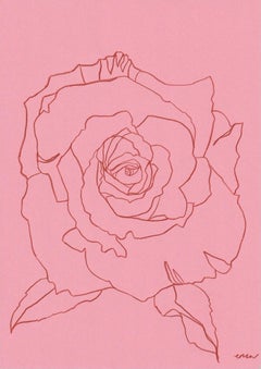 Rose IX, Peinture originale, Floral, Fleur, Nature morte, Stylo 