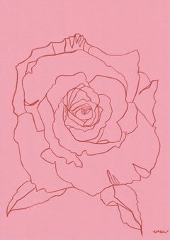 Rose IX, Originalgemälde, Blumenmalerei, Blume, Stillleben, Stift