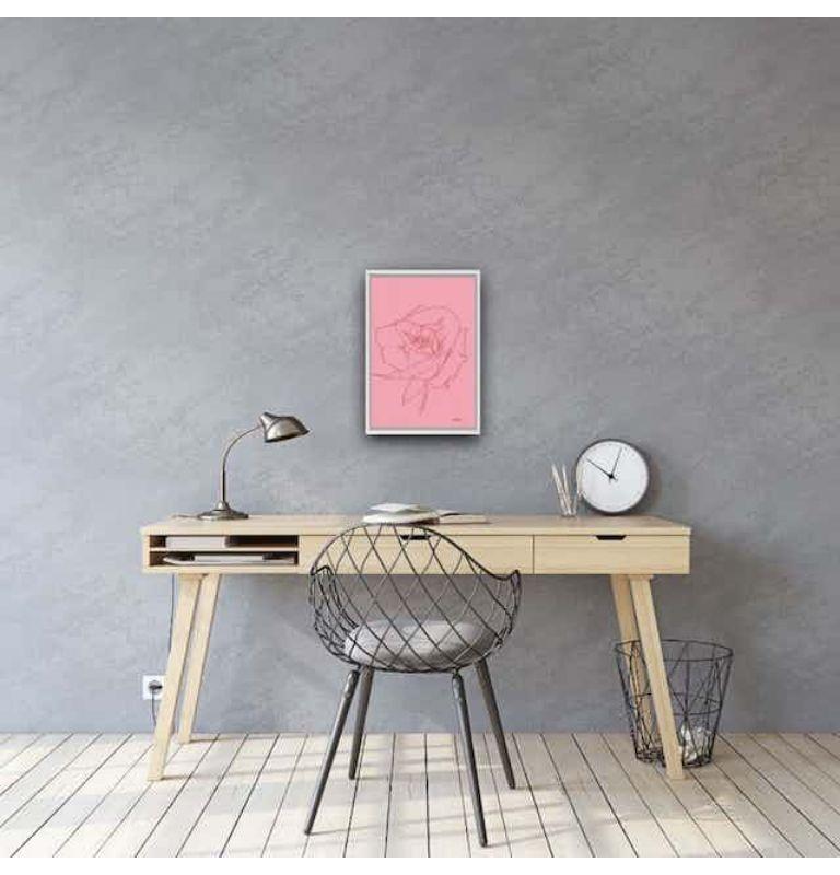 Rose VIII, peinture florale, fleur, stylo, rose, printemps - Contemporain Painting par Ellen Williams