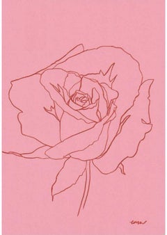 Rose VIII, Originalgemälde, Blumenmuster, Blume, Stift, Rosa, Frühling
