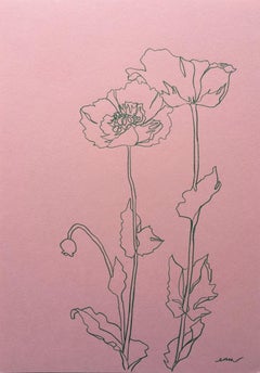 Wild Poppies II, Original Painting, Floral, Flower, Still life, Pencil