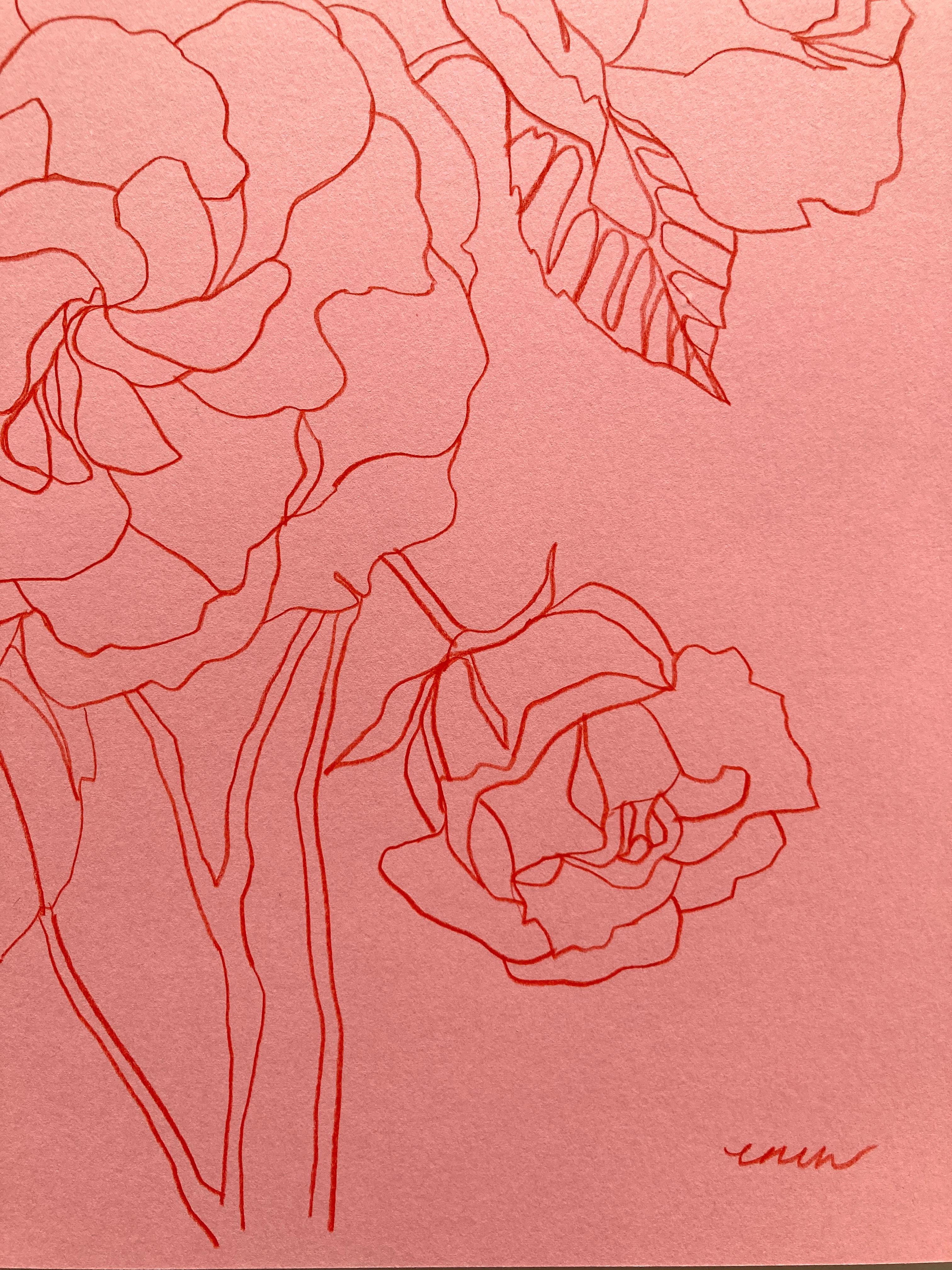 Rose sauvage, peinture originale sur papier, Nature, Rose, Fleur - Painting de Ellen Williams