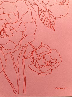 Rosa selvatica, Pittura originale su carta, Nature, Rosa, Fiore