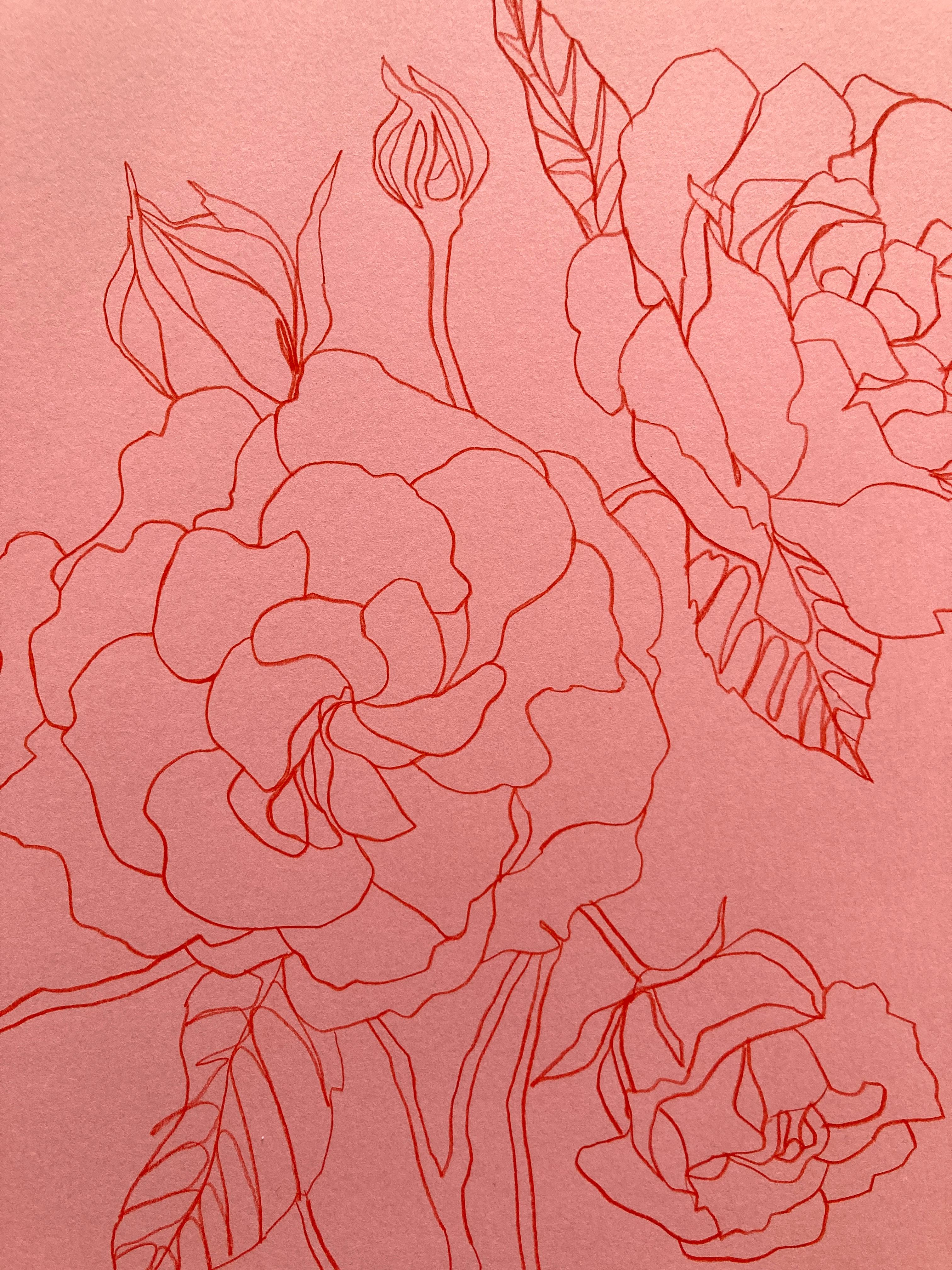 Rose sauvage, peinture originale sur papier, Nature, Rose, Fleur en vente 1