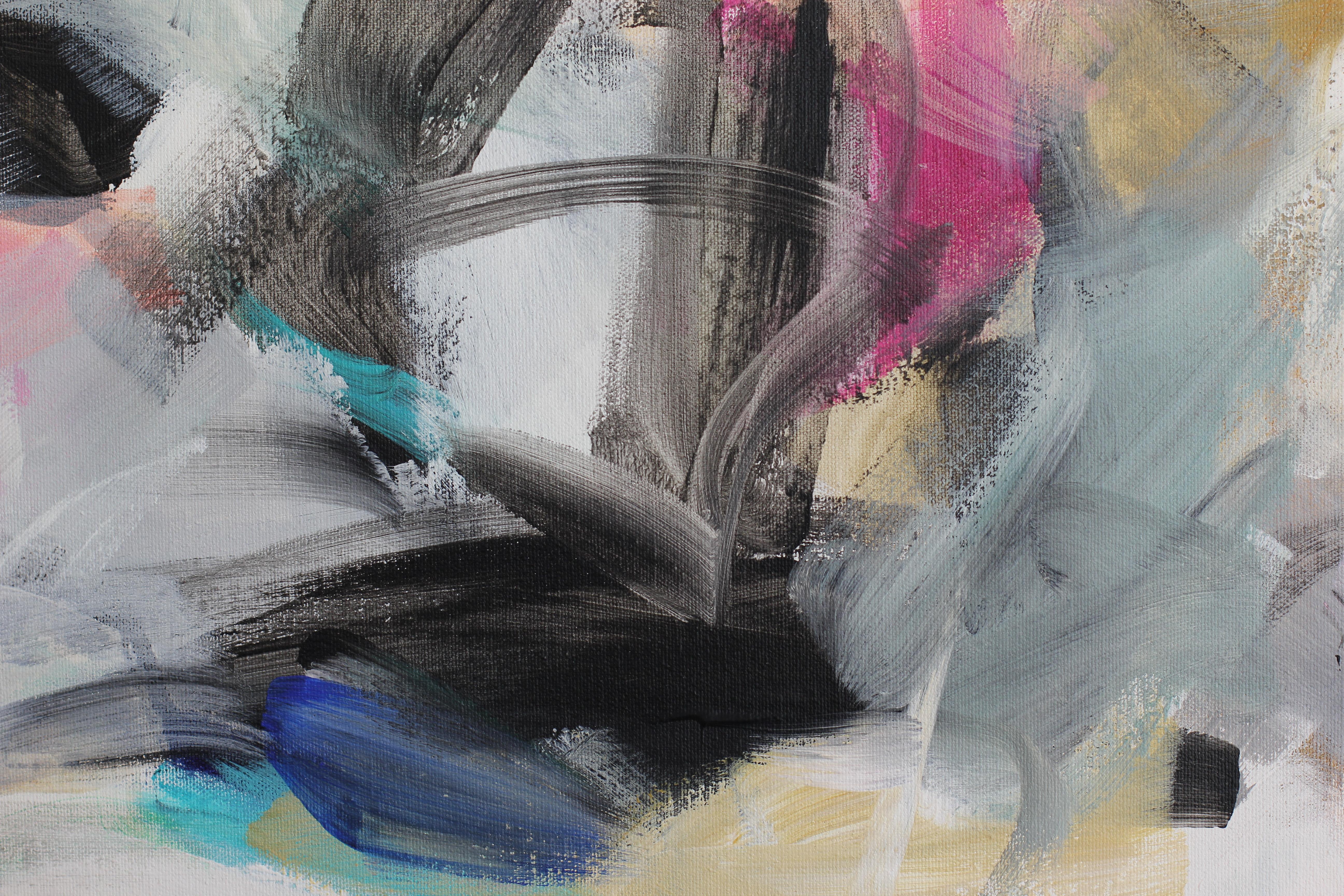 Time 003 - Gray Abstract Painting by Ellen Yetvin-Haven