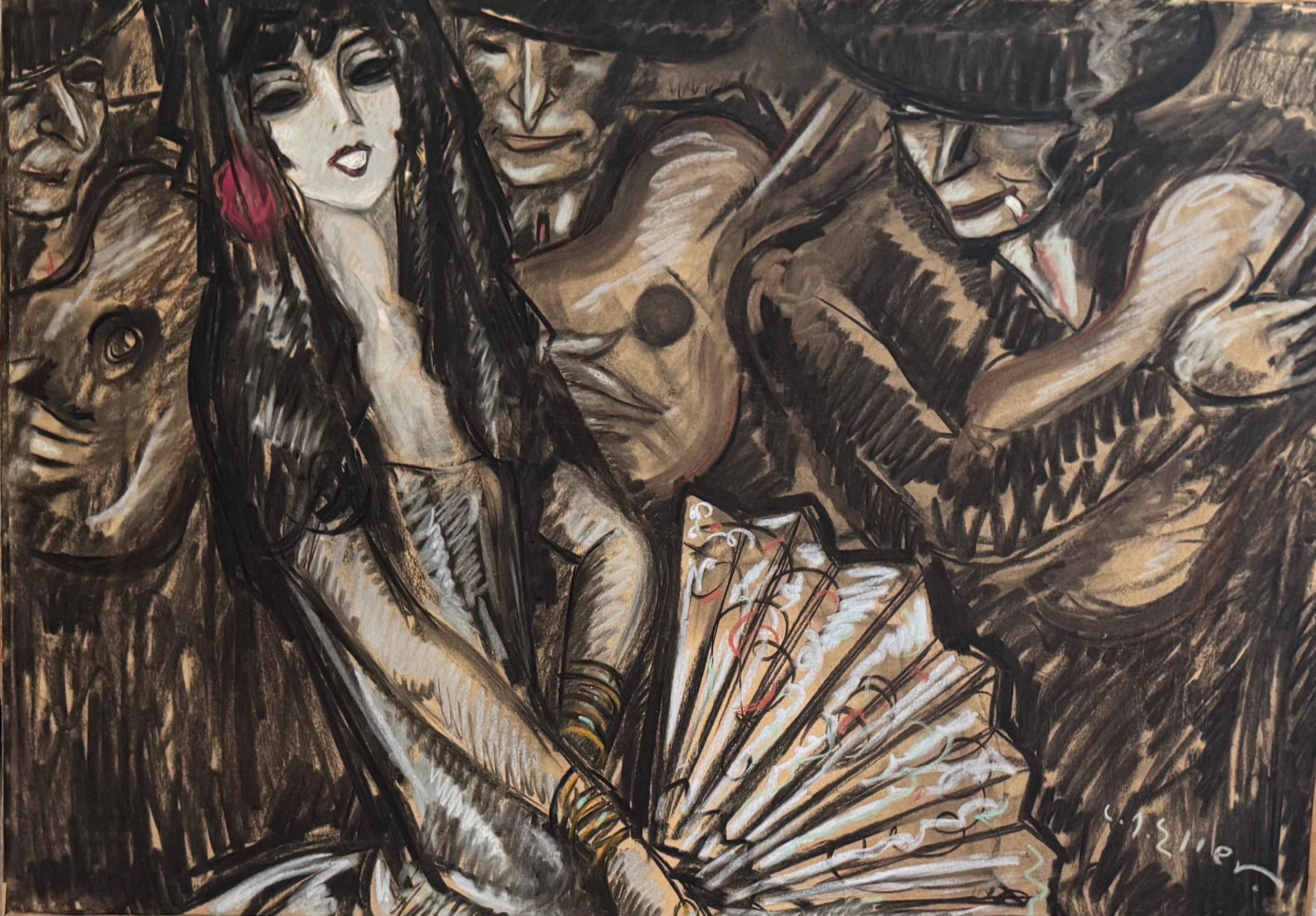 Eller (Lucien Roudier) Figurative Painting - Chanteuse Esagmole