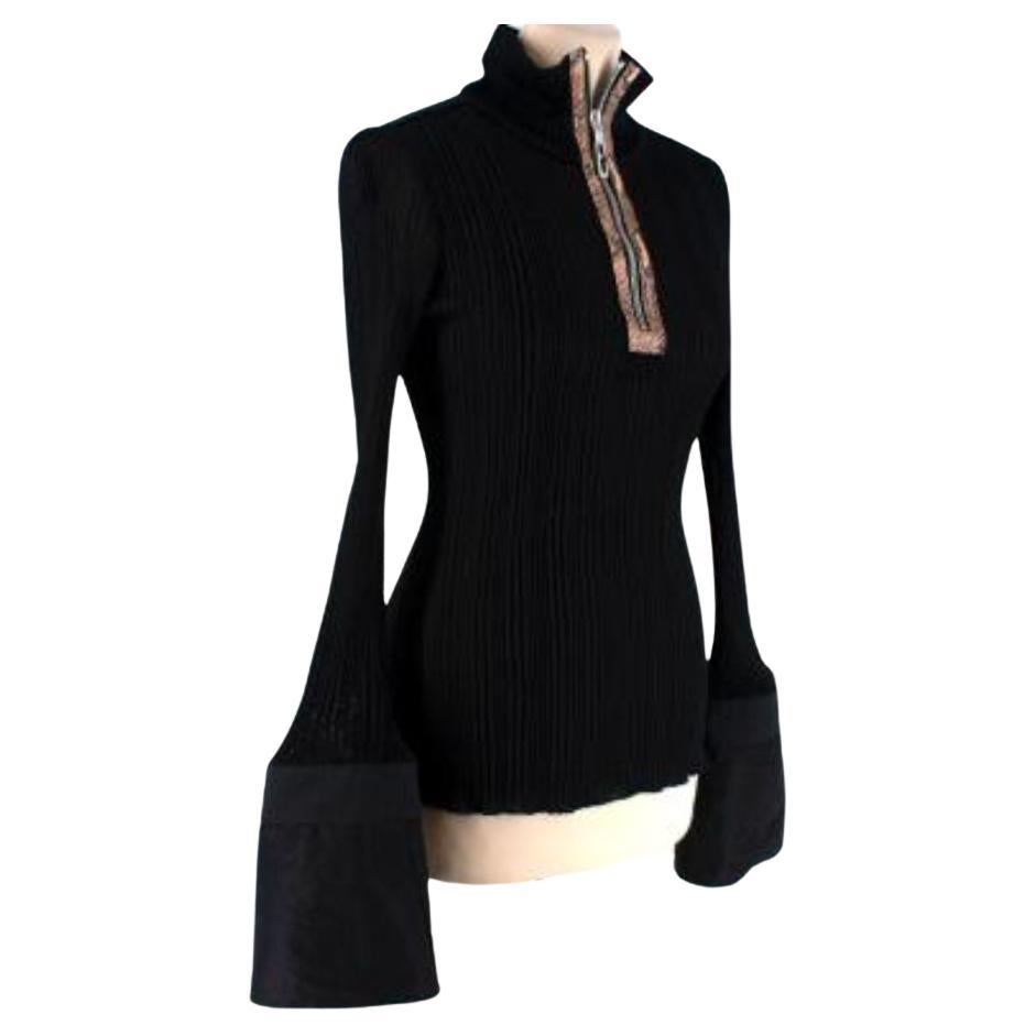 Ellery Black Arcade fluted-cuff zipped top For Sale