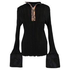Ellery Black Arcade fluted-cuff zipped top