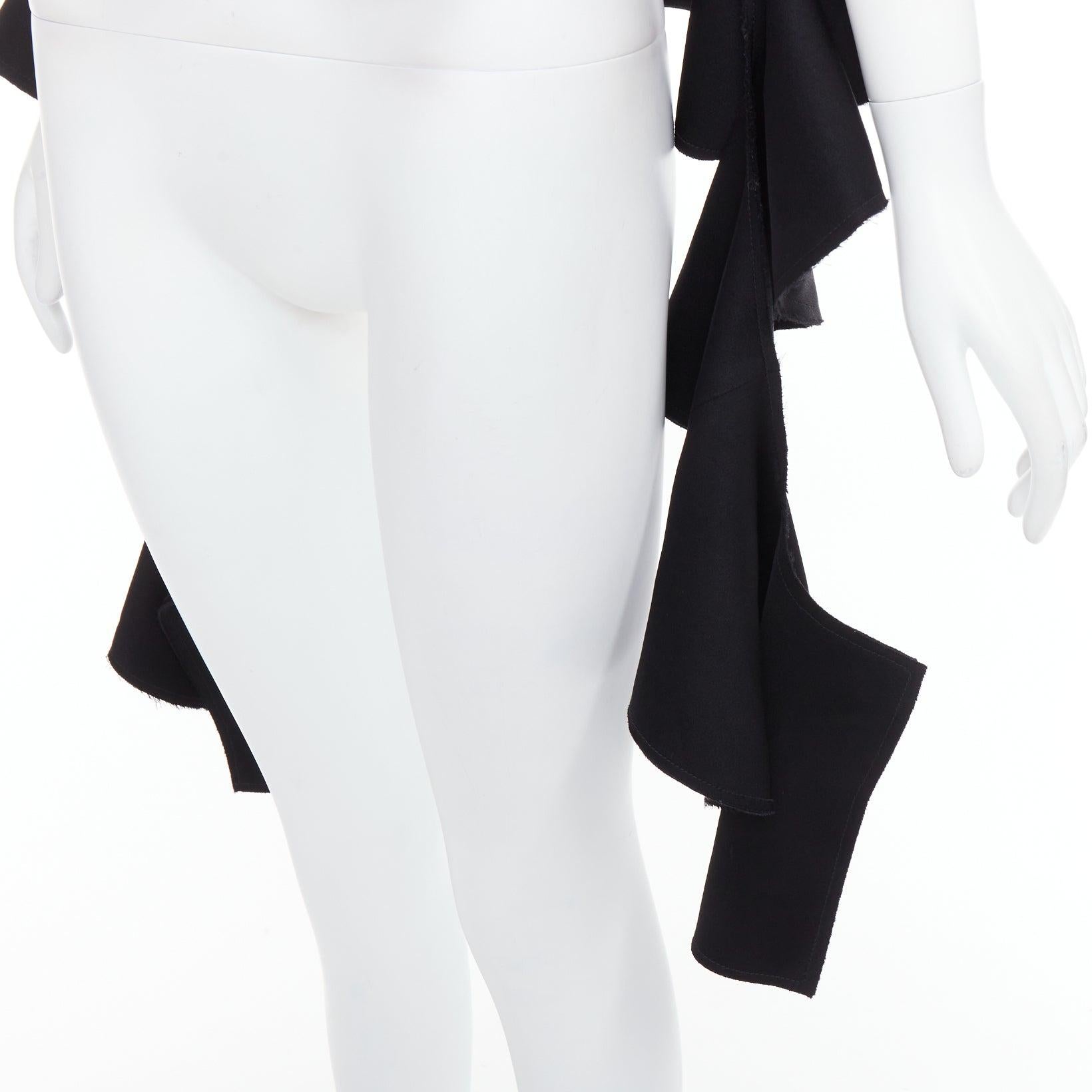 ELLERY black cascade sleeves high low hem V-neck top UK8 S For Sale 2