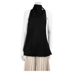 ELLERY Top negro sin mangas con detalle de botones de cristal Talla XL