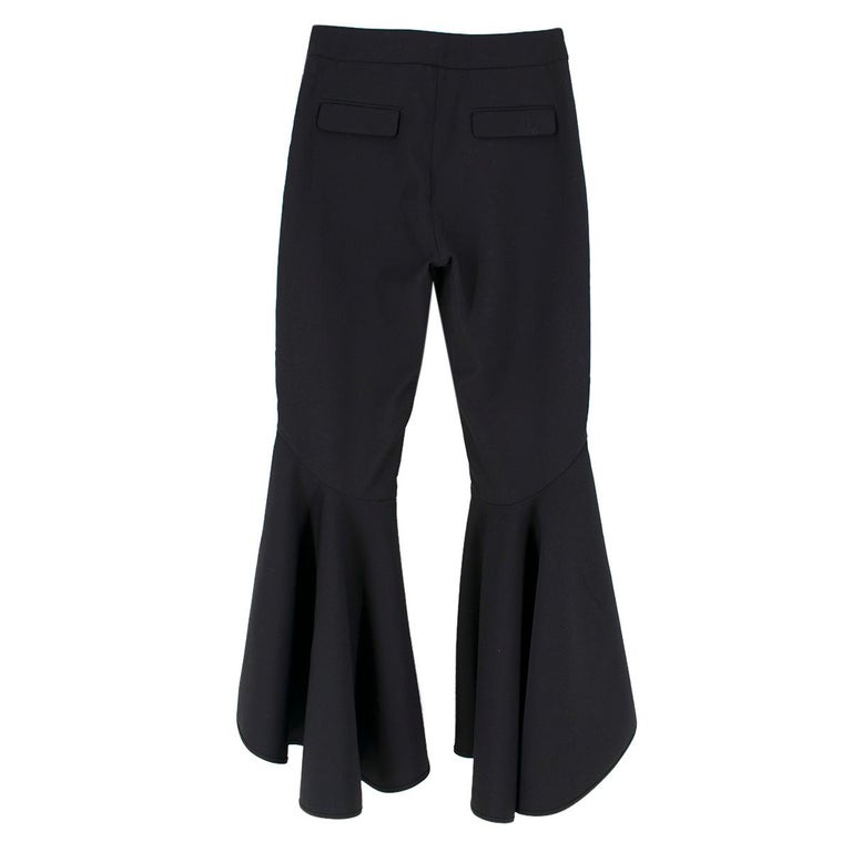 Ellery Black Sinuous Wool-blend Cropped Flared Trousers UK 8 For Sale