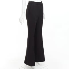 ELLERY black textured crepe minimal classic wide leg flared pants US8 L