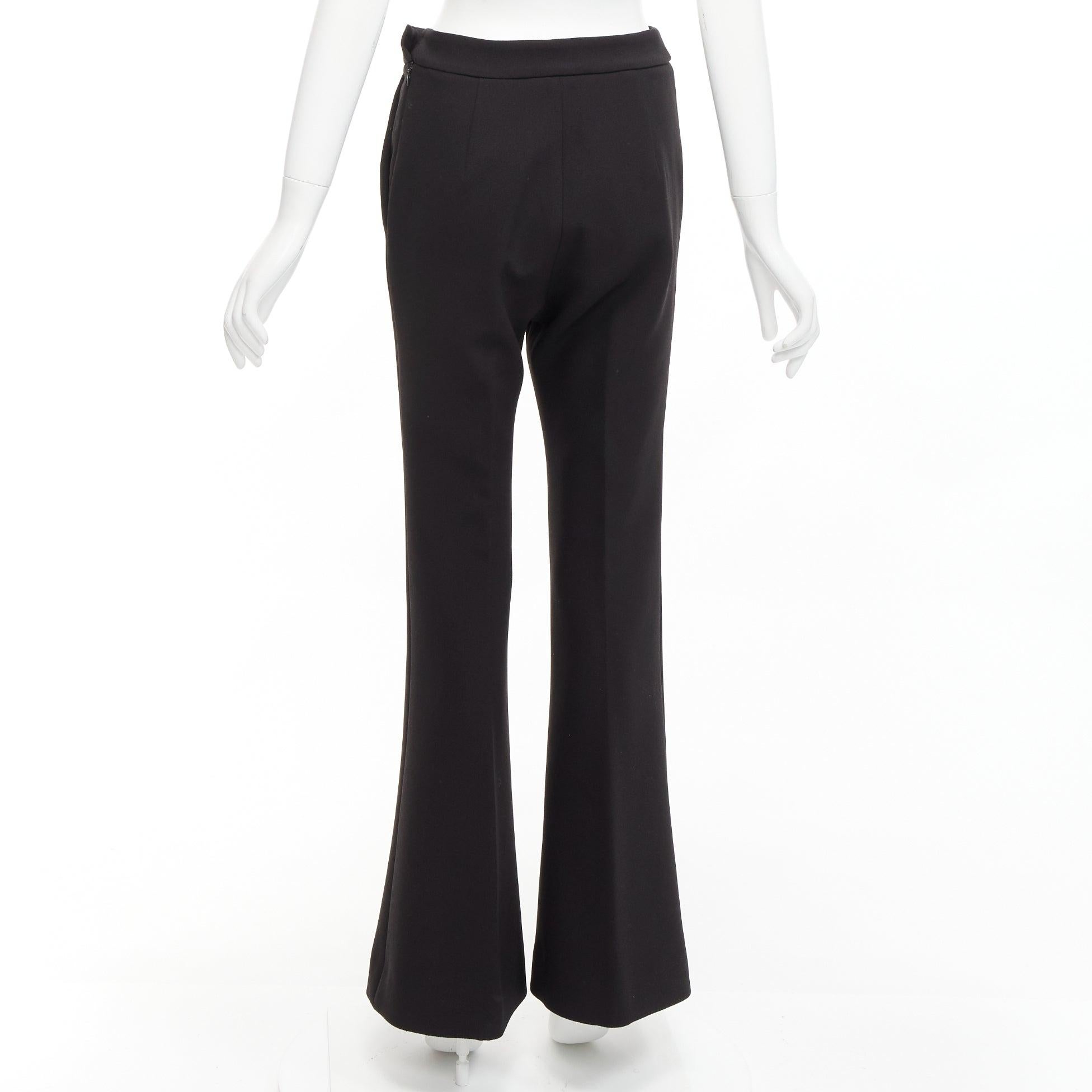 Women's ELLERY black textured crepe minimal classic wide leg flared pants US8 L For Sale