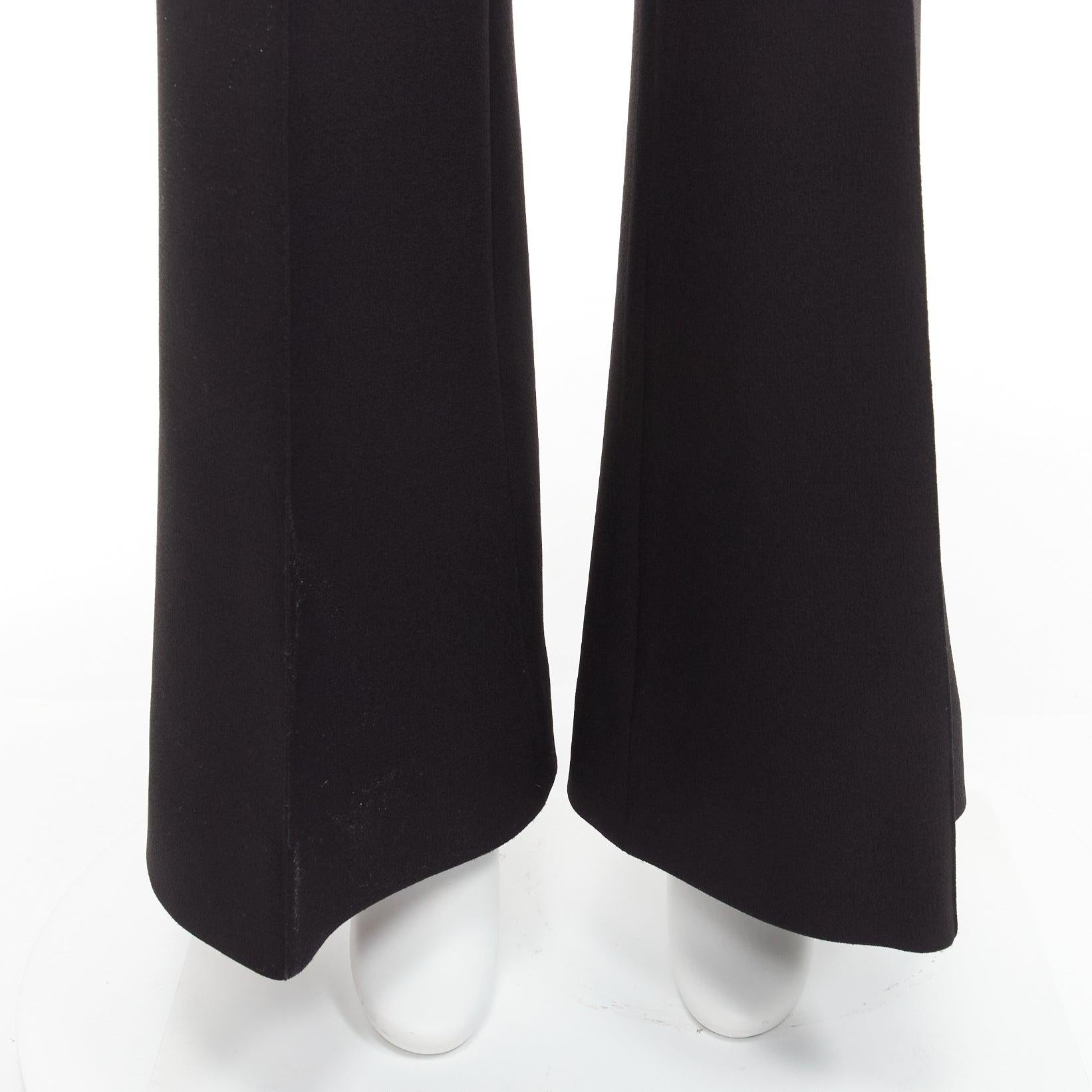 ELLERY black textured crepe minimal classic wide leg flared pants US8 L For Sale 3