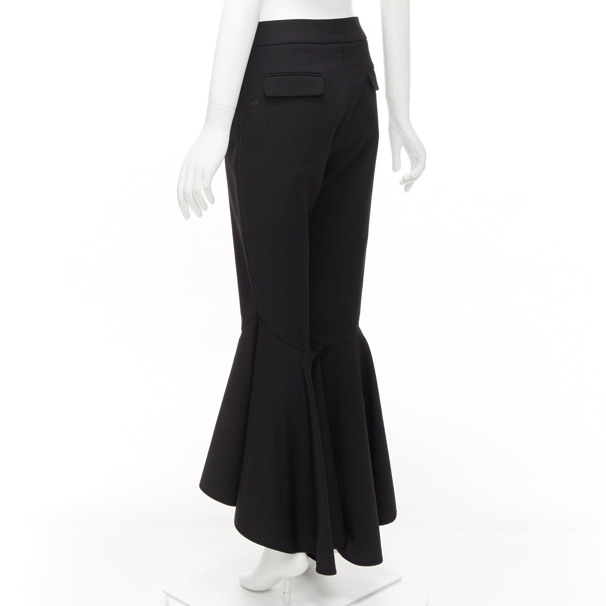 ELLERY black virgin wool blend cropped cascared flared pants US8 L For Sale 1