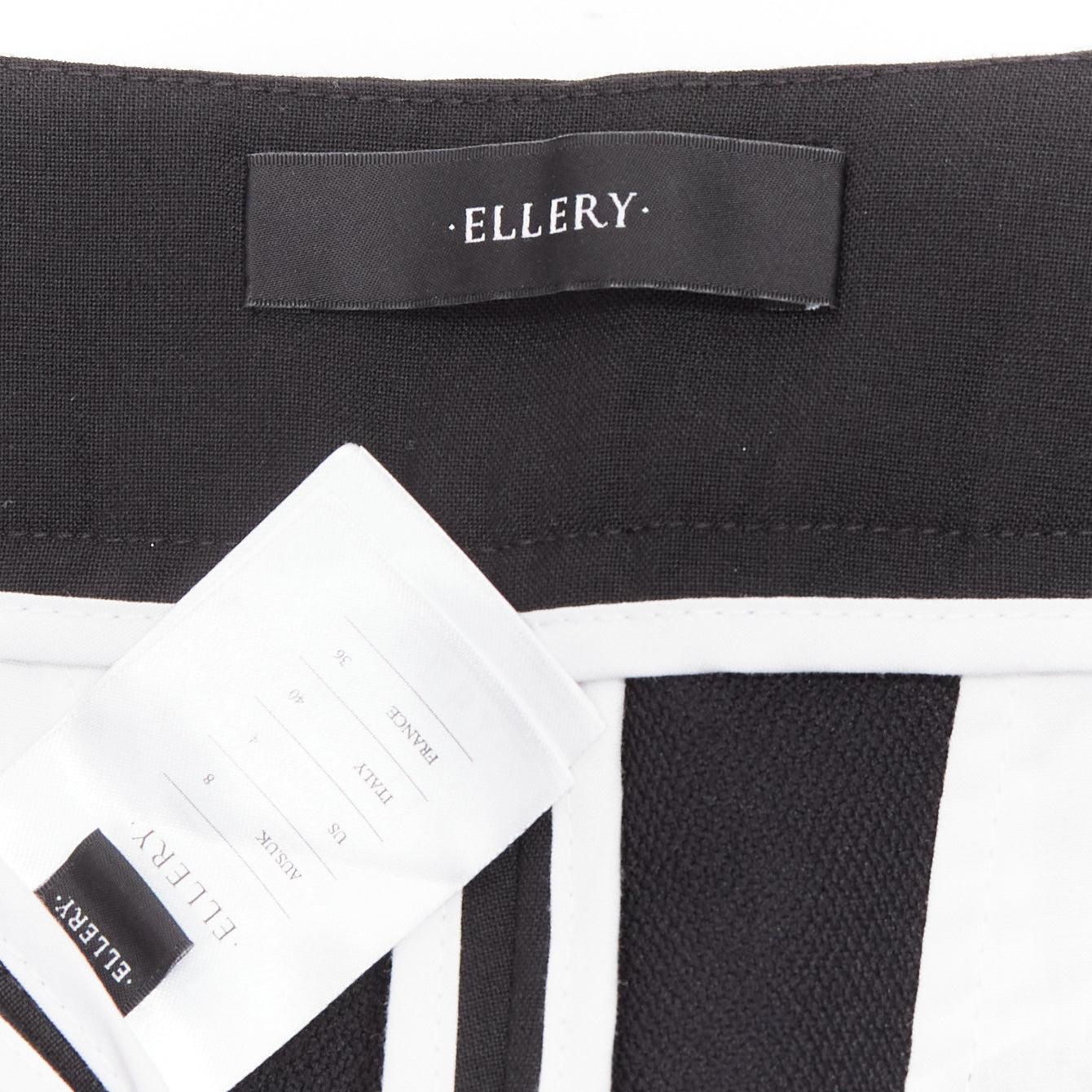 ELLERY black virgin wool blend cropped cascared flared pants US8 L For Sale 4