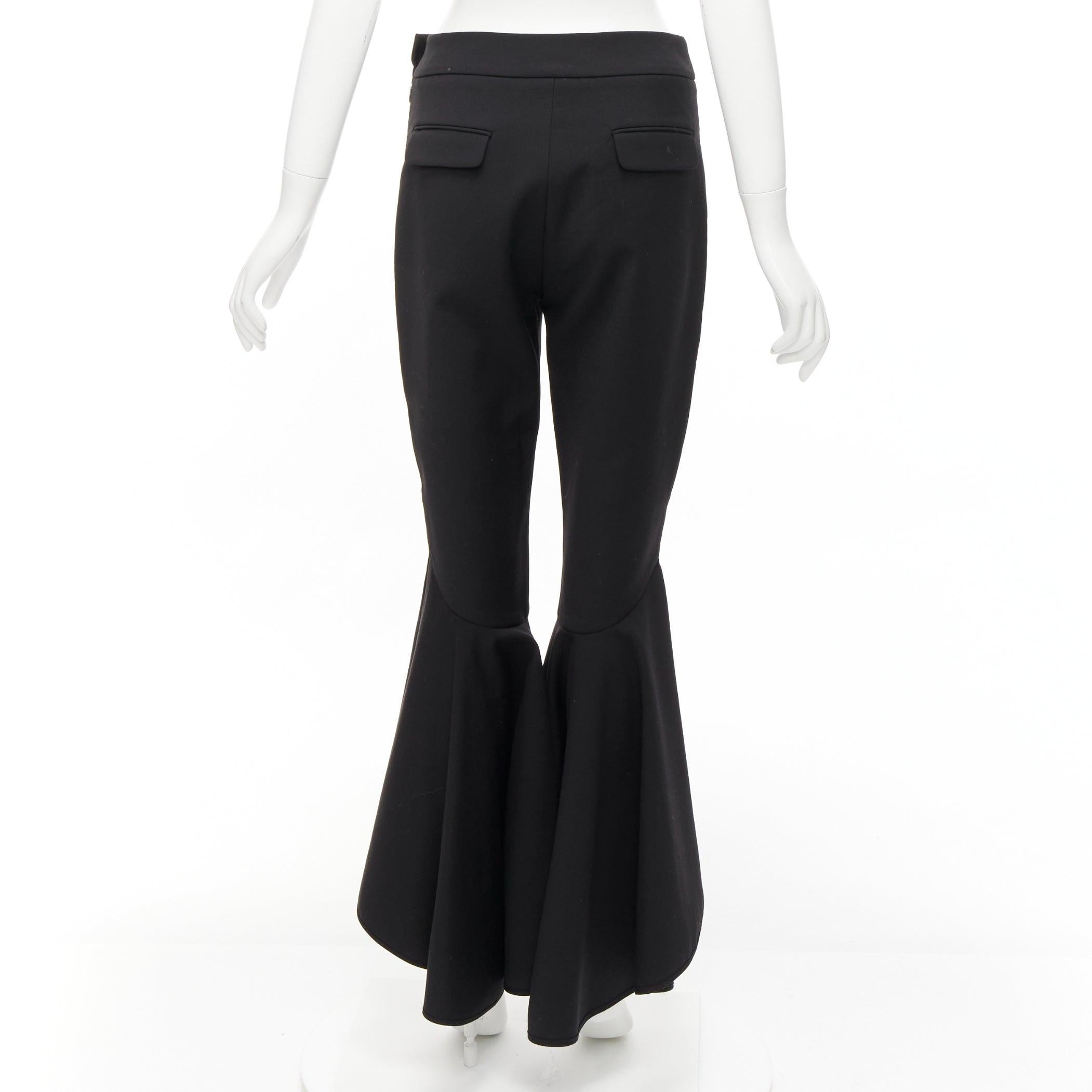 ELLERY black virgin wool blend cropped cascared flared pants US8 L For Sale 5