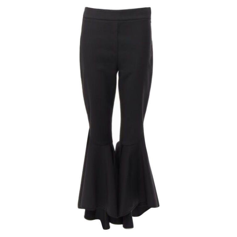 ELLERY black virgin wool blend cropped cascared flared pants US8 L For Sale