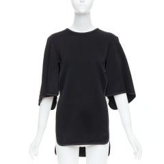ELLERY black white bicolor cut out overstitch backless hi-low top UK8 M