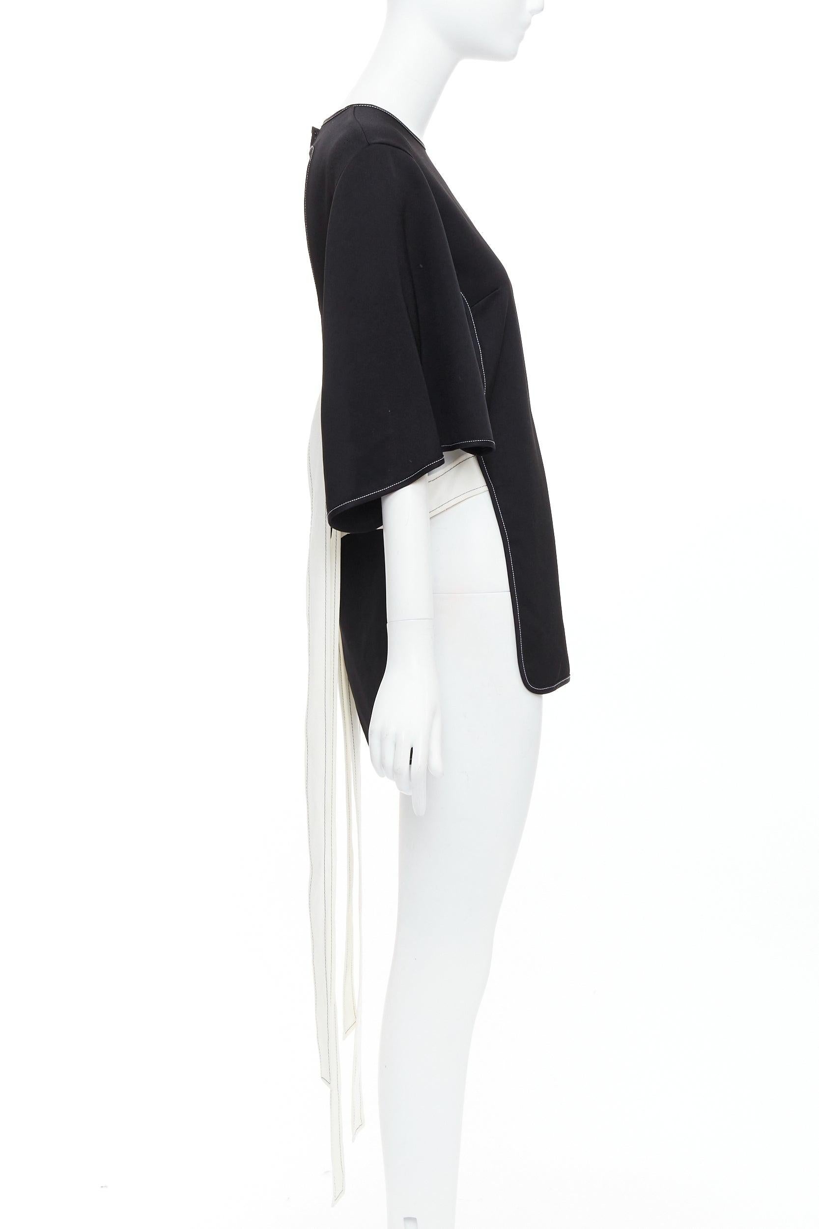 ELLERY black white bicolor cut out overstitch backless hi-low top UK8 M In Excellent Condition For Sale In Hong Kong, NT