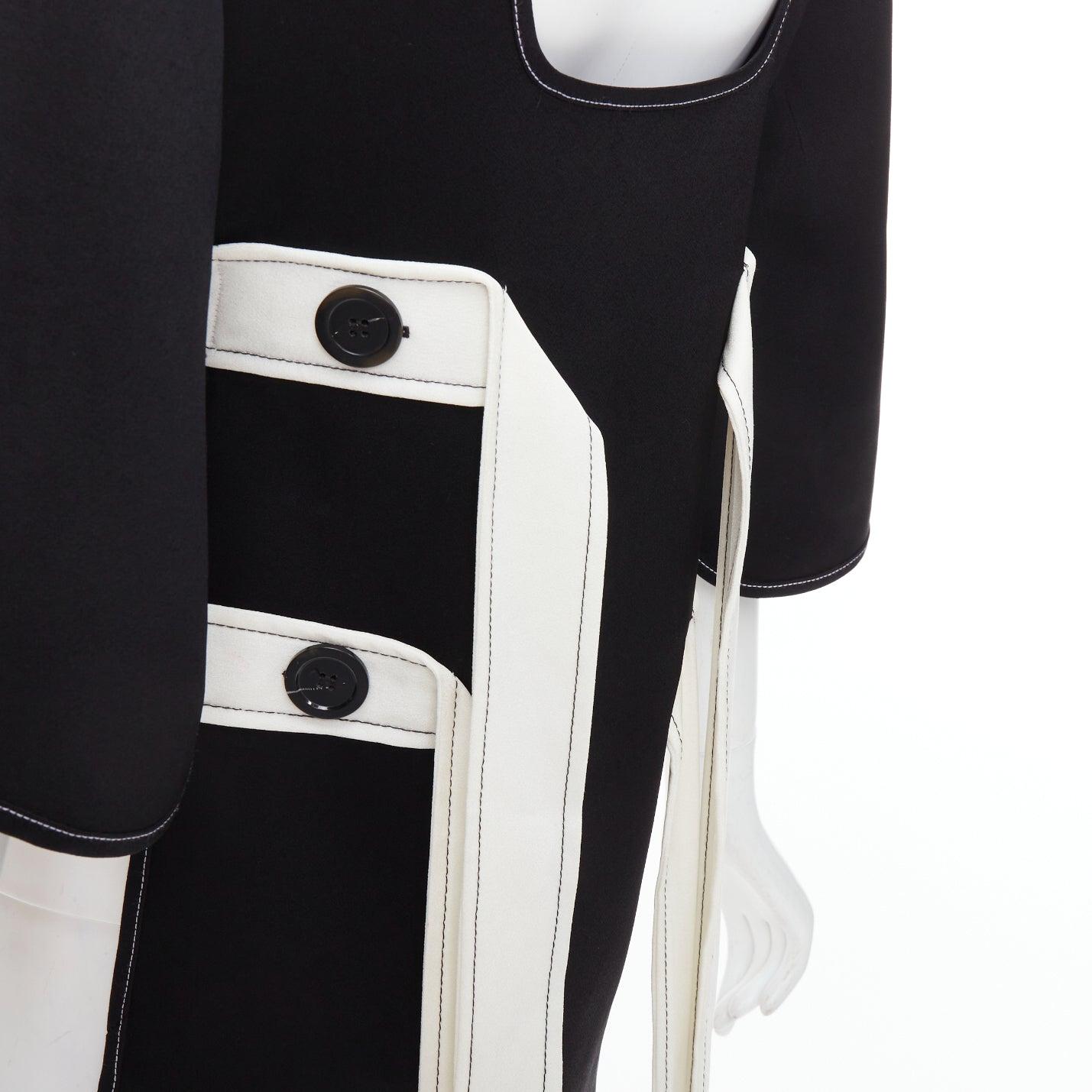 ELLERY black white bicolor cut out overstitch backless hi-low top UK8 M For Sale 1