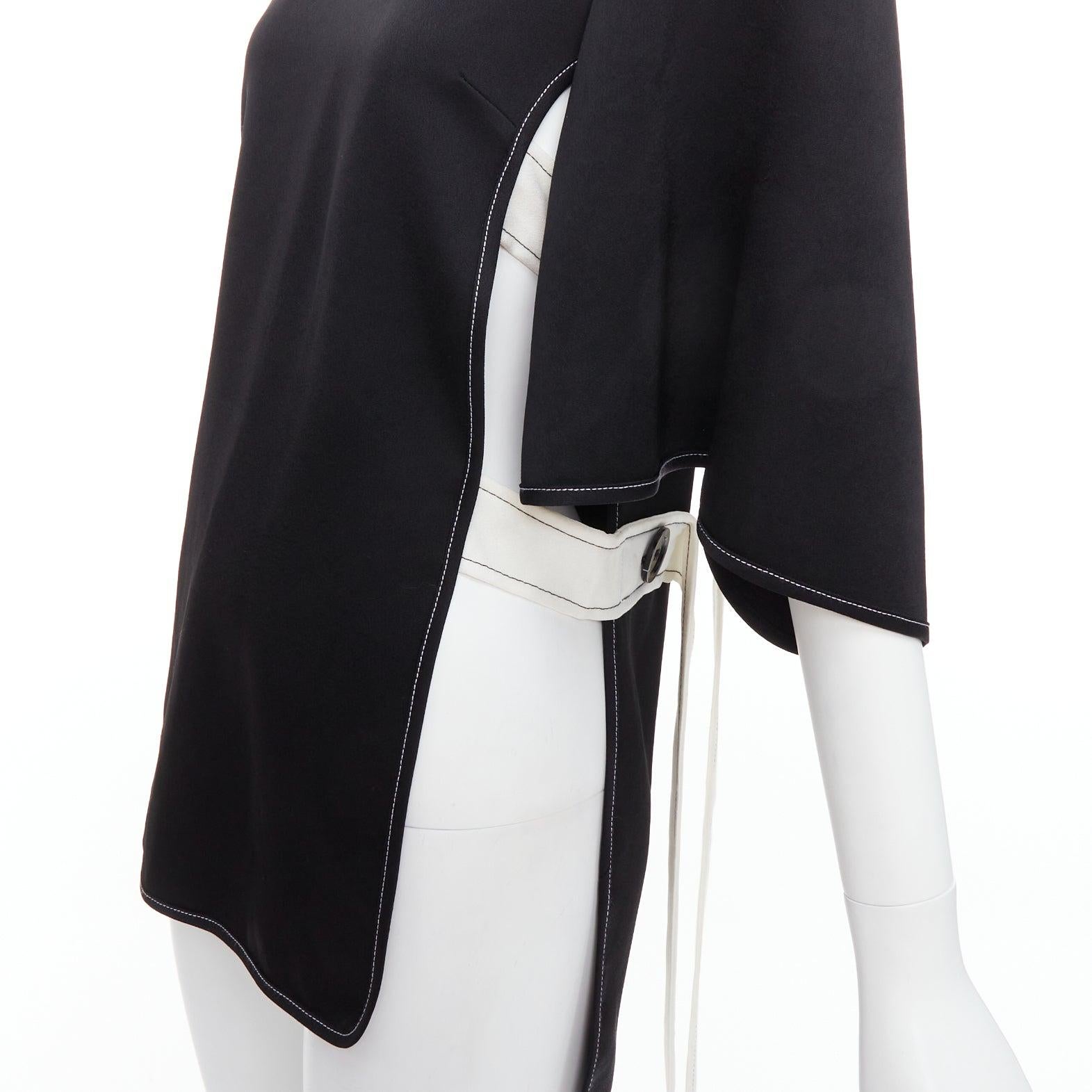 ELLERY black white bicolor cut out overstitch backless hi-low top UK8 M For Sale 2