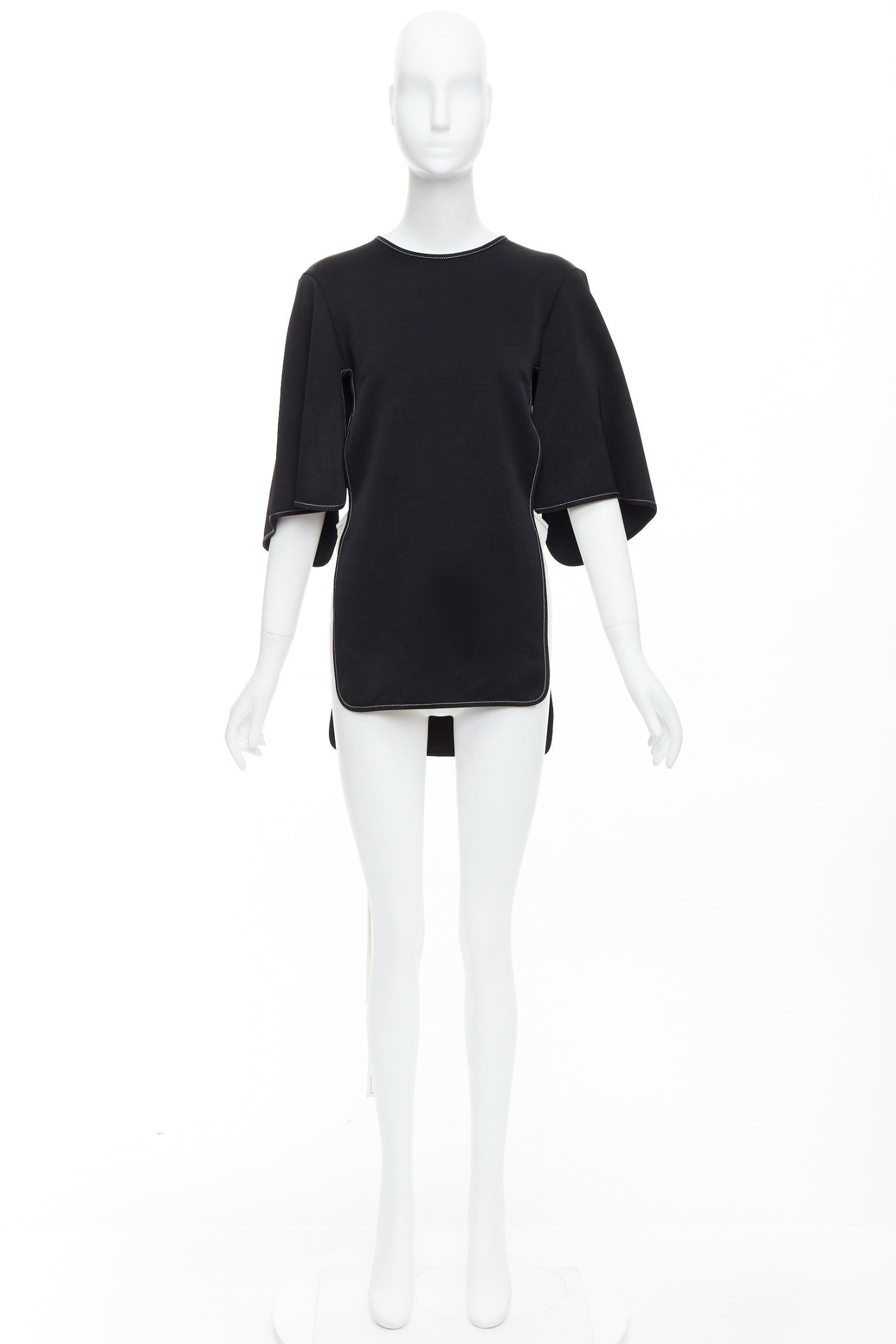 ELLERY black white bicolor cut out overstitch backless hi-low top UK8 M For Sale 4