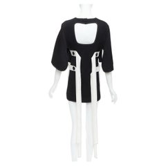 ELLERY black white bicolor cut out overstitch backless hi-low top UK8 M