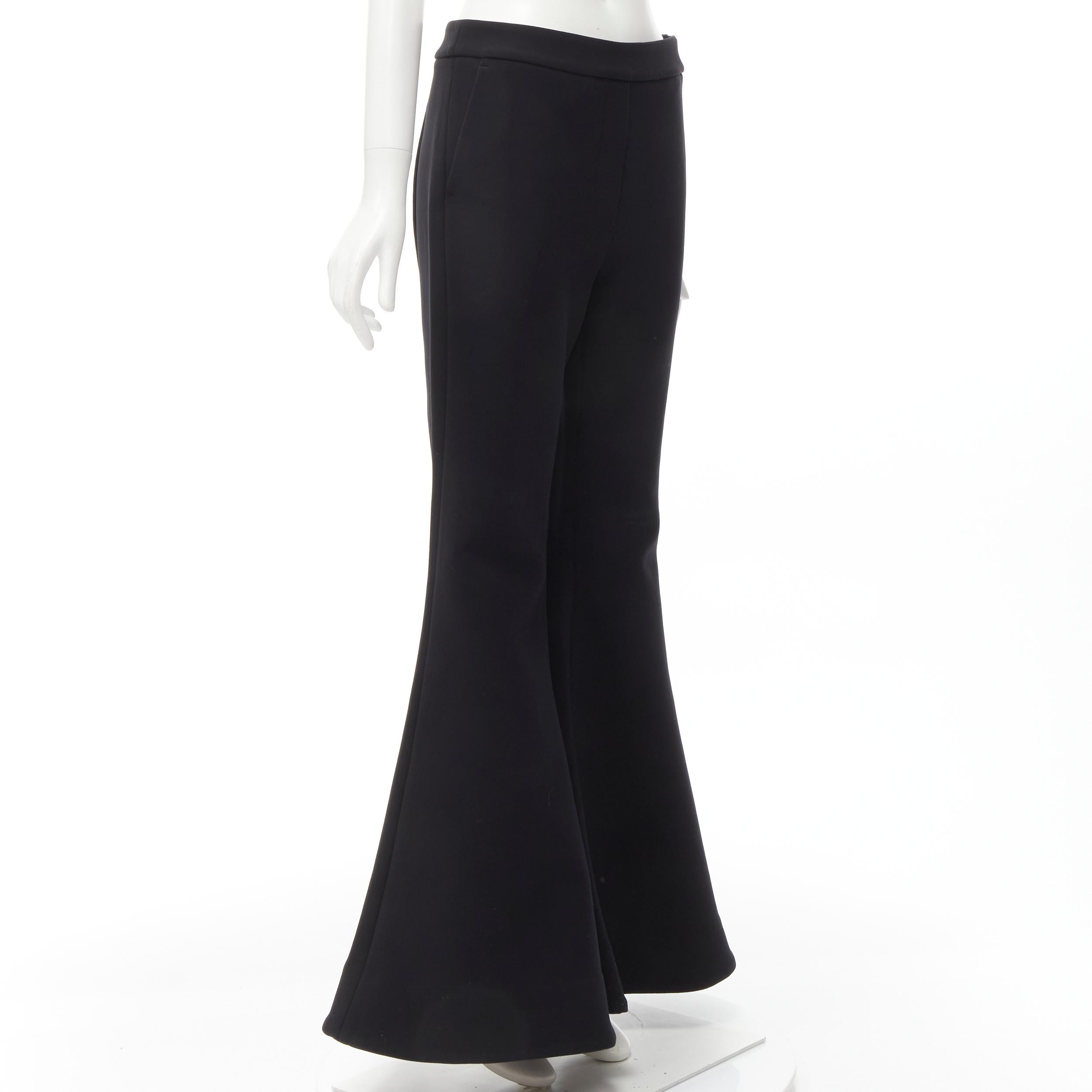 Black ELLERY Expressionism black polyester extra wide flared trousers pants US4 S For Sale