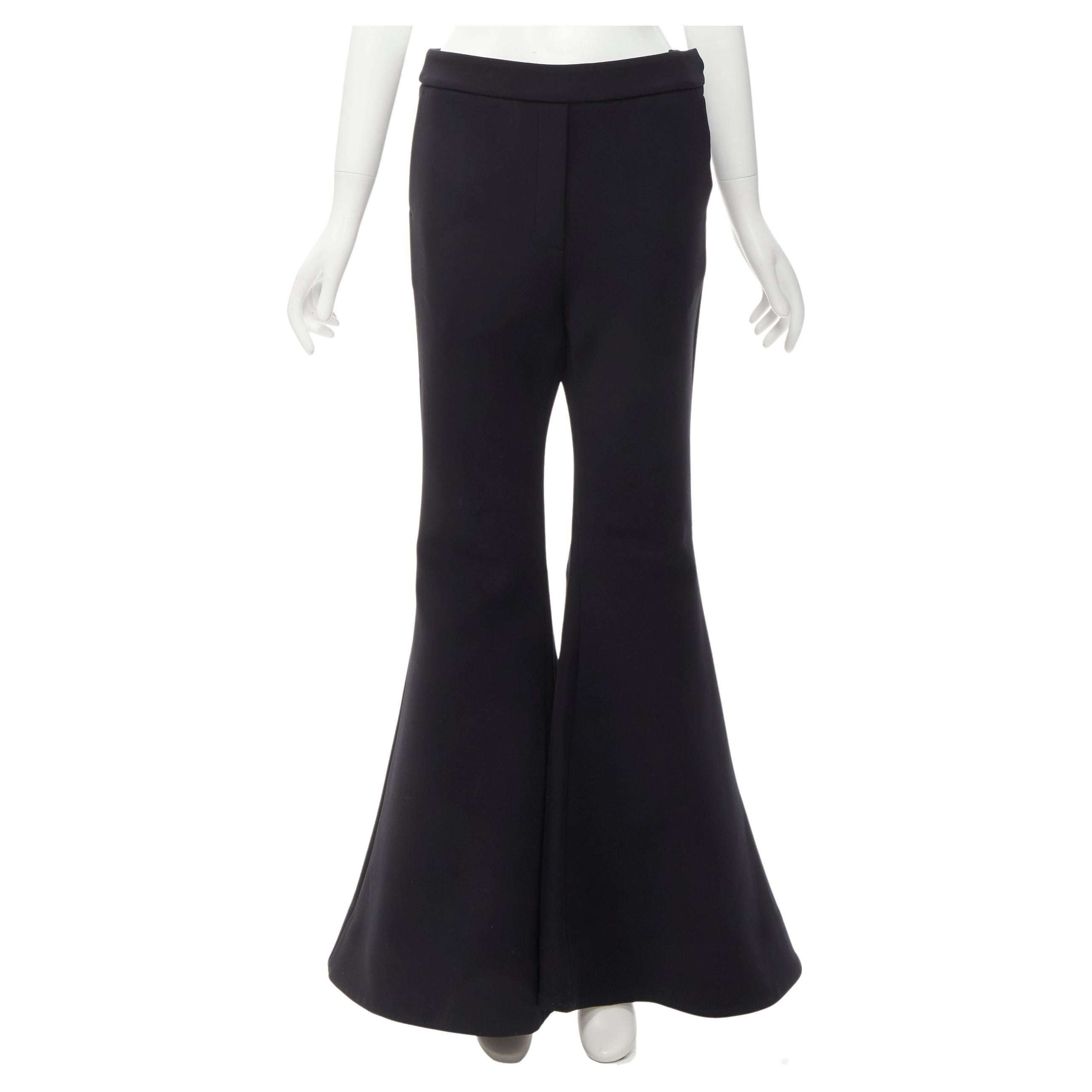 ELLERY Expressionism black polyester extra wide flared trousers pants US4 S For Sale