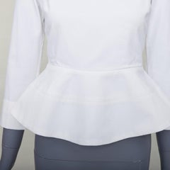 ELLERY Manzoni off white cotton twill peplum scoop neck top US6 M