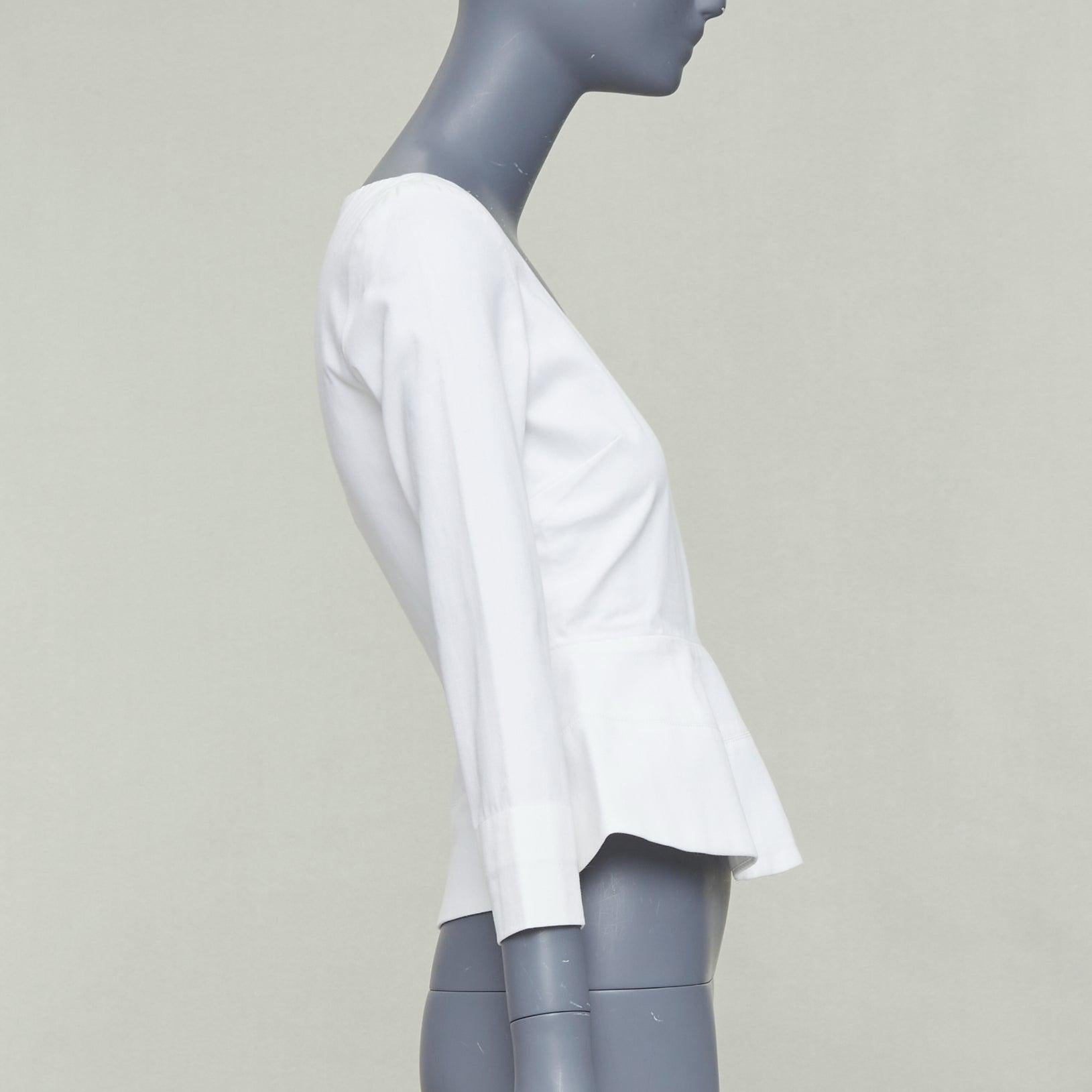 ELLERY Manzoni top blanco con cuello redondo y peplum de sarga de algodón US6 M en Excelente estado para la venta en Hong Kong, NT