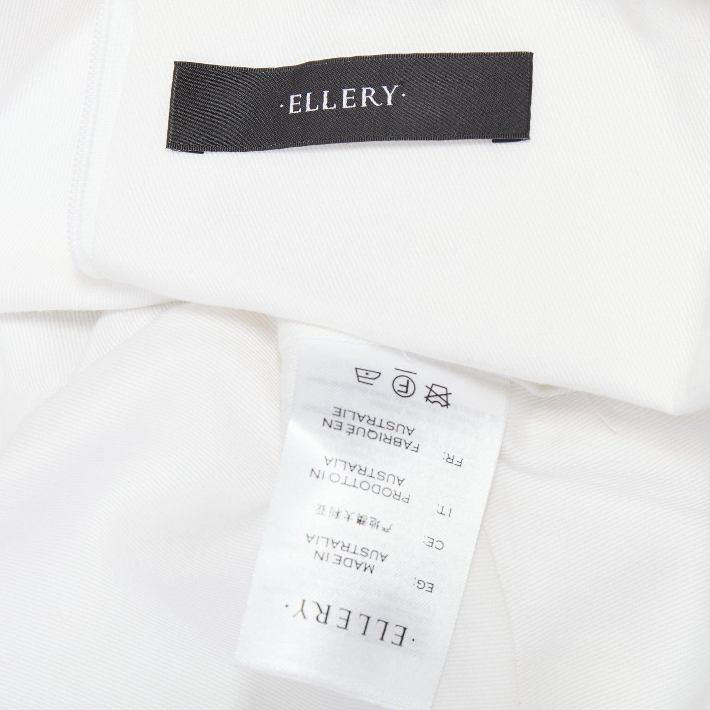 ELLERY Manzoni top blanco con cuello redondo y peplum de sarga de algodón US6 M en venta 3