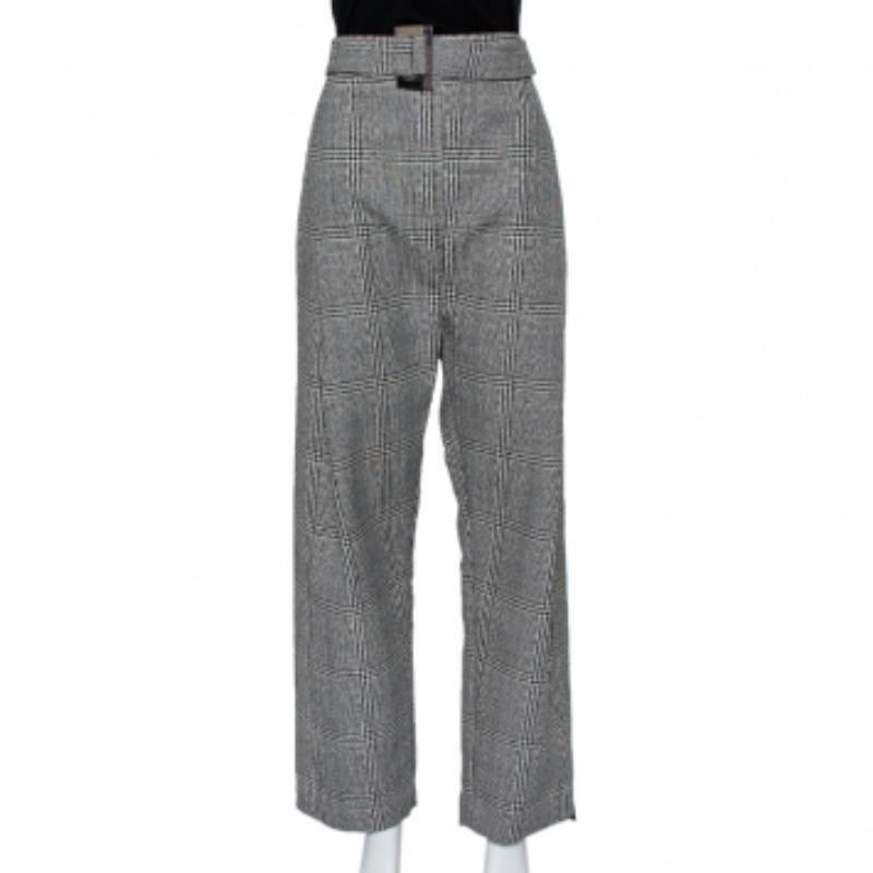 Ellery Monochrome Wool High Rise Kool Aid Belted Trousers M For Sale 1