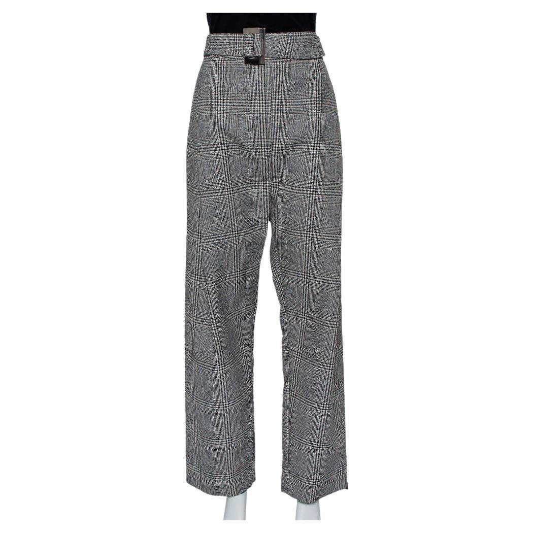 Ellery Monochrome Wool High Rise Kool Aid Belted Trousers M For Sale