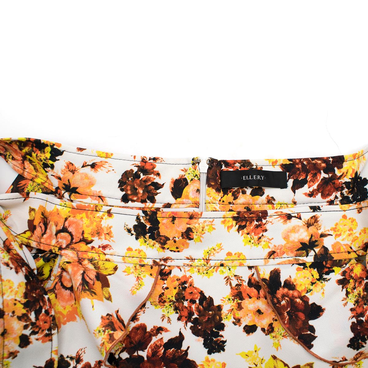 Beige Ellery Orange Floral Print Ruffled Midi Skirt - Size US 2 For Sale