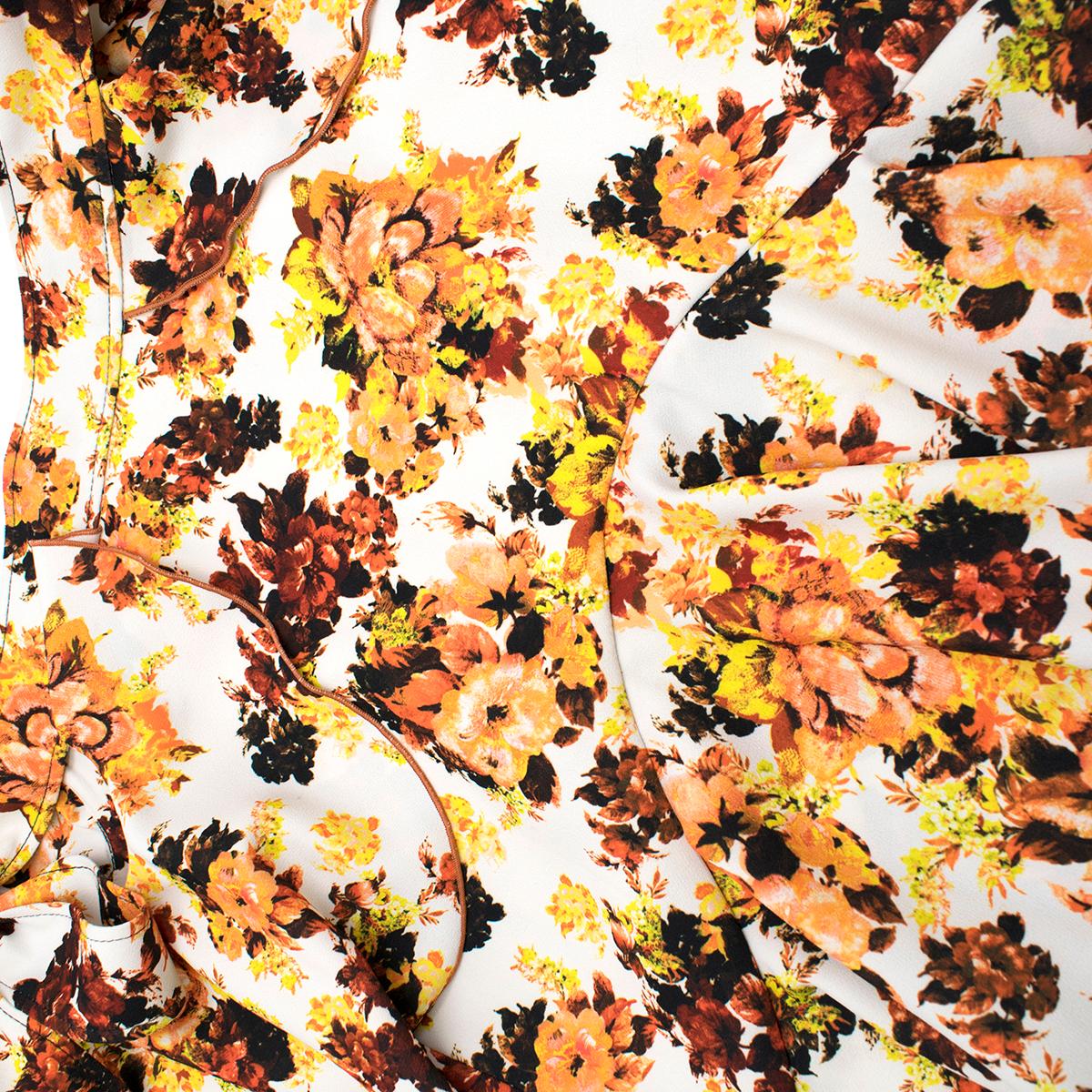 Women's Ellery Orange Floral Print Ruffled Midi Skirt - Size US 2 For Sale