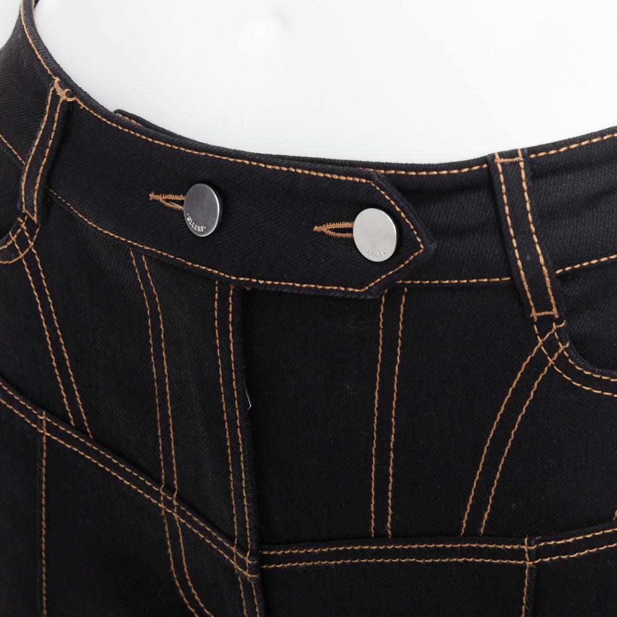 ELLERY Presentism Corset  blue overstitched crop boot cut jeans 26