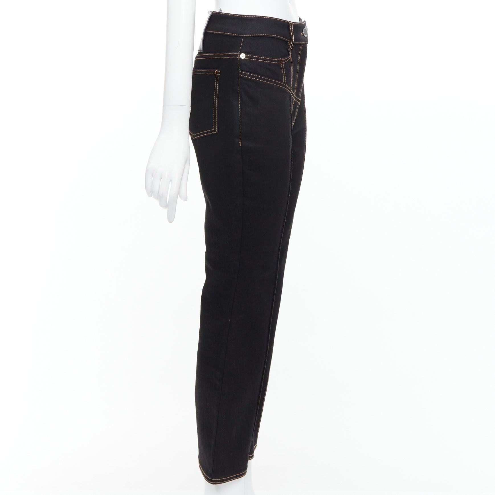 ELLERY Presentism Corset  blue overstitched crop boot cut jeans 26